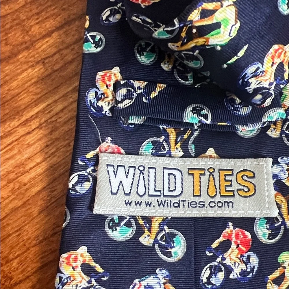wild ties Navy Blue Cyclist Pattern Tie
